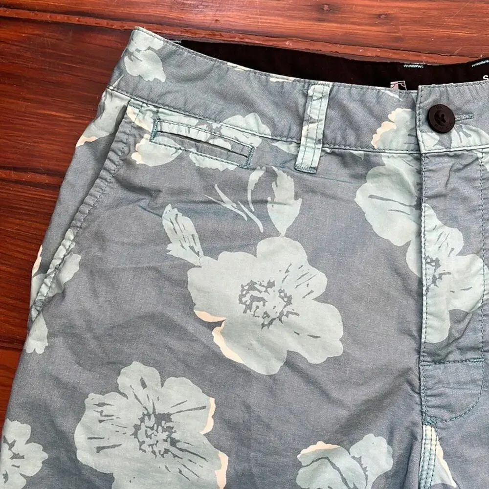 RVCA dual purpose trunk flat front floral printed swim shorts sz 30